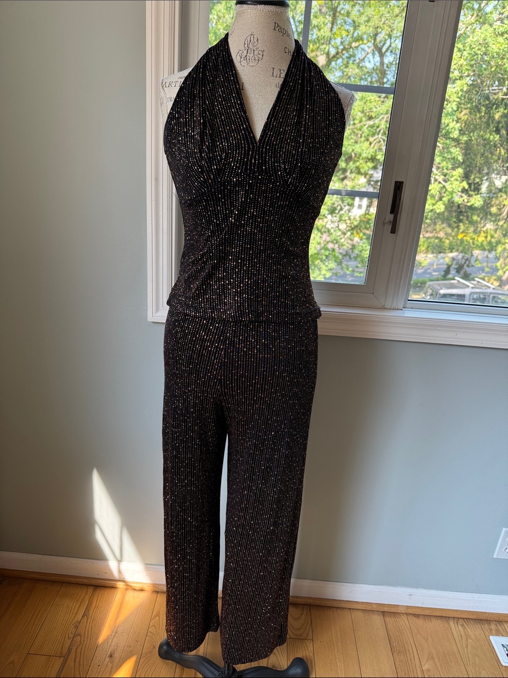 Jessica Howard evenings vintage 80’s disco era bronze metallic  black set Small - Picture 2 of 15